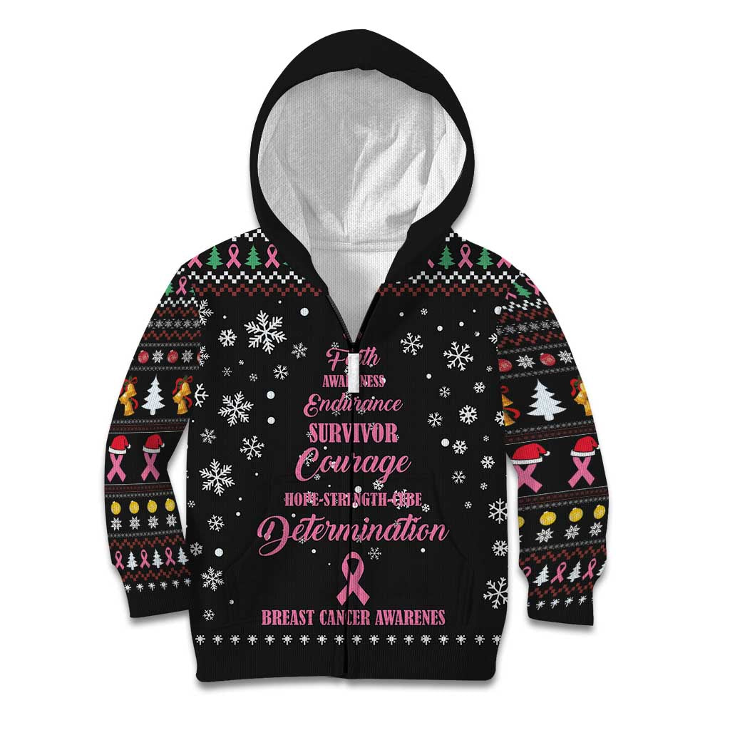 Christmas Tree Breast Cancer Kid Hoodie Survivor - Wonder Print Shop