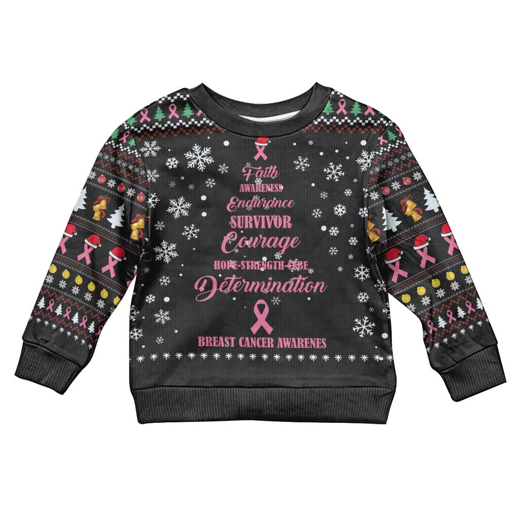 Christmas Tree Breast Cancer Kid Ugly Christmas Sweater Survivor - Wonder Print Shop