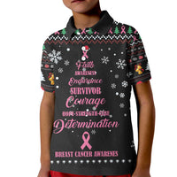 Christmas Tree Breast Cancer Kid Polo Shirt Survivor - Wonder Print Shop