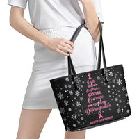 Christmas Tree Breast Cancer Leather Tote Bag Survivor - Wonder Print Shop