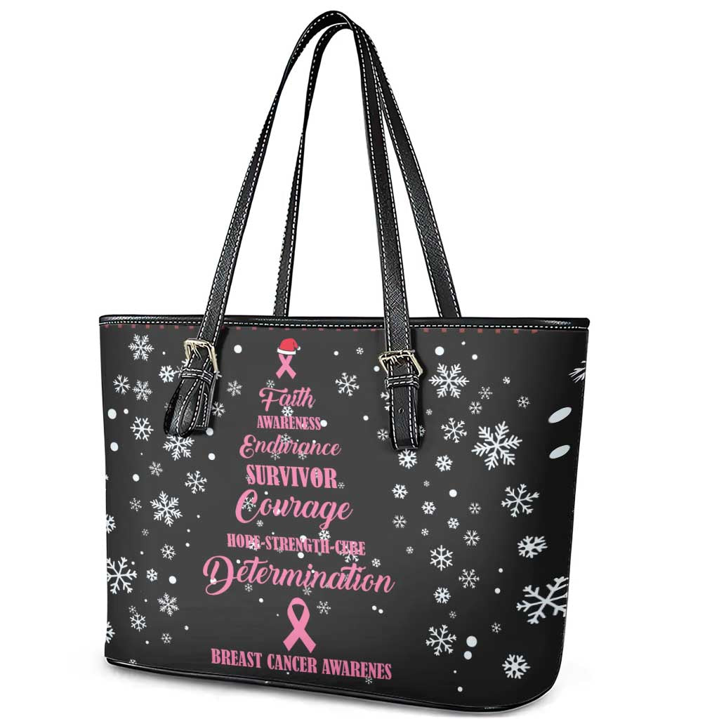 Christmas Tree Breast Cancer Leather Tote Bag Survivor - Wonder Print Shop