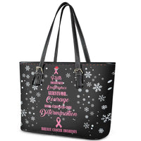 Christmas Tree Breast Cancer Leather Tote Bag Survivor - Wonder Print Shop