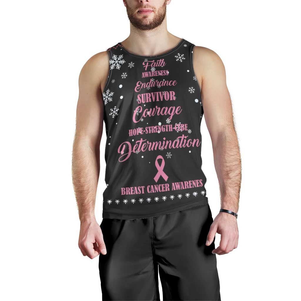 Christmas Tree Breast Cancer Men Tank Top Survivor - Wonder Print Shop
