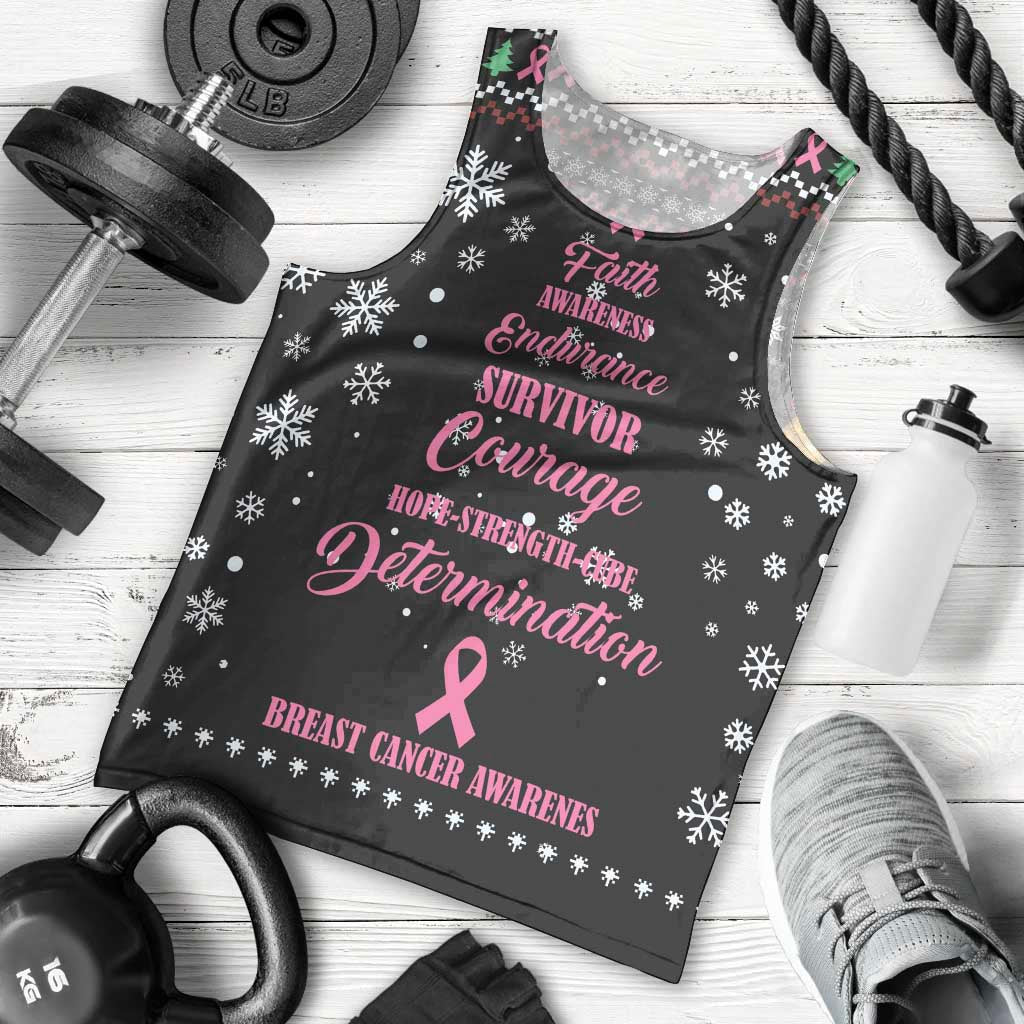 Christmas Tree Breast Cancer Men Tank Top Survivor - Wonder Print Shop