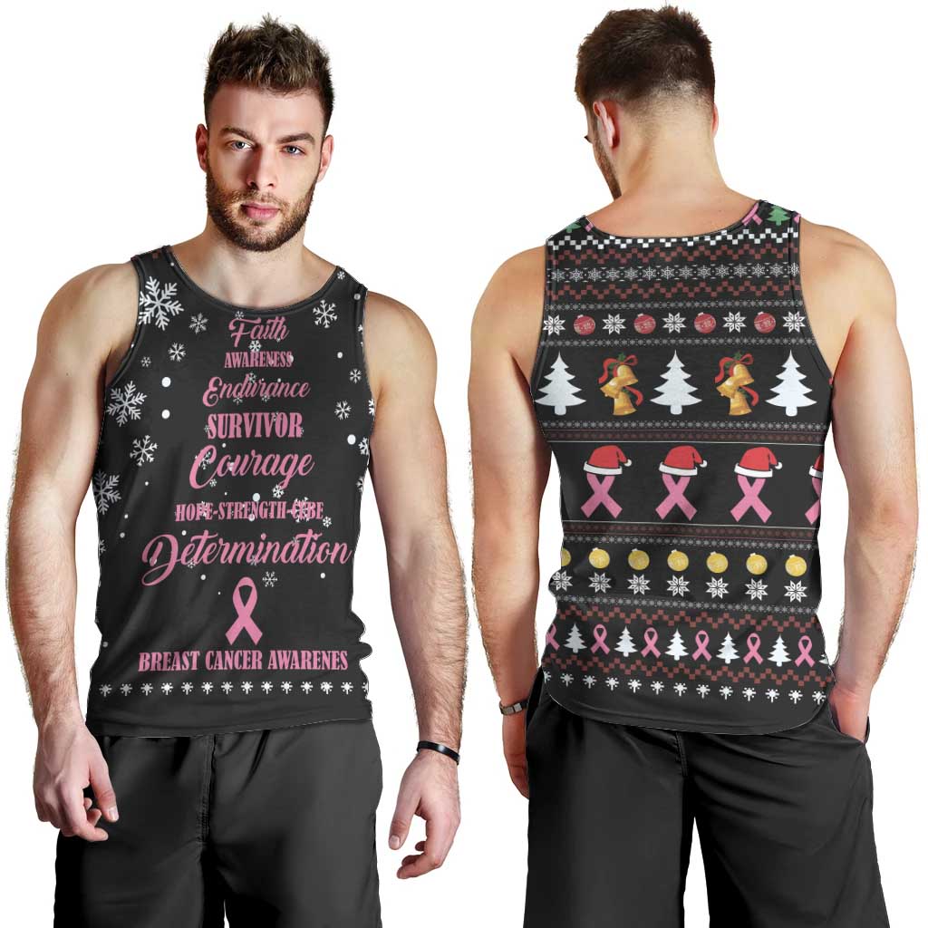 Christmas Tree Breast Cancer Men Tank Top Survivor - Wonder Print Shop