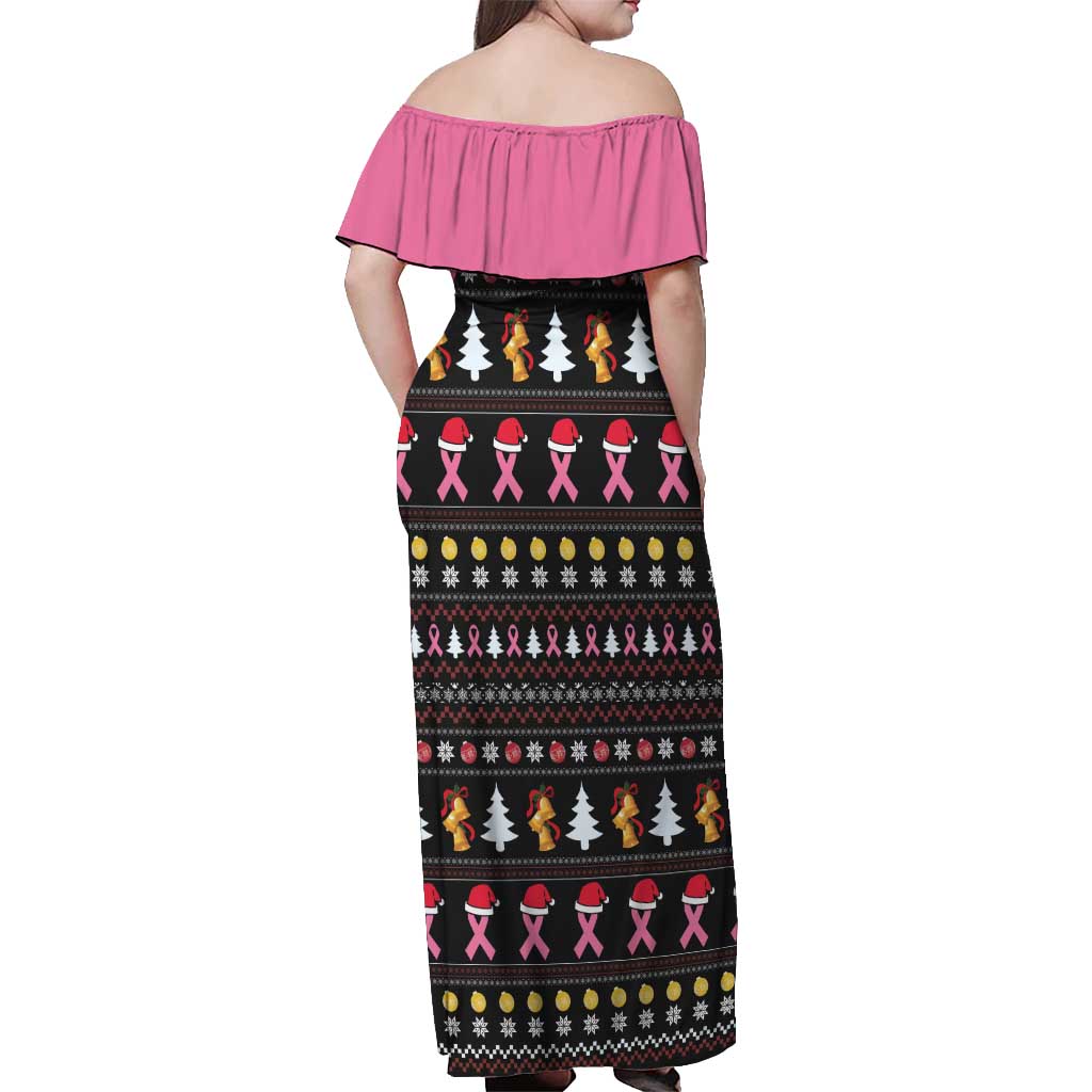 Christmas Tree Breast Cancer Off Shoulder Maxi Dress Survivor - Wonder Print Shop
