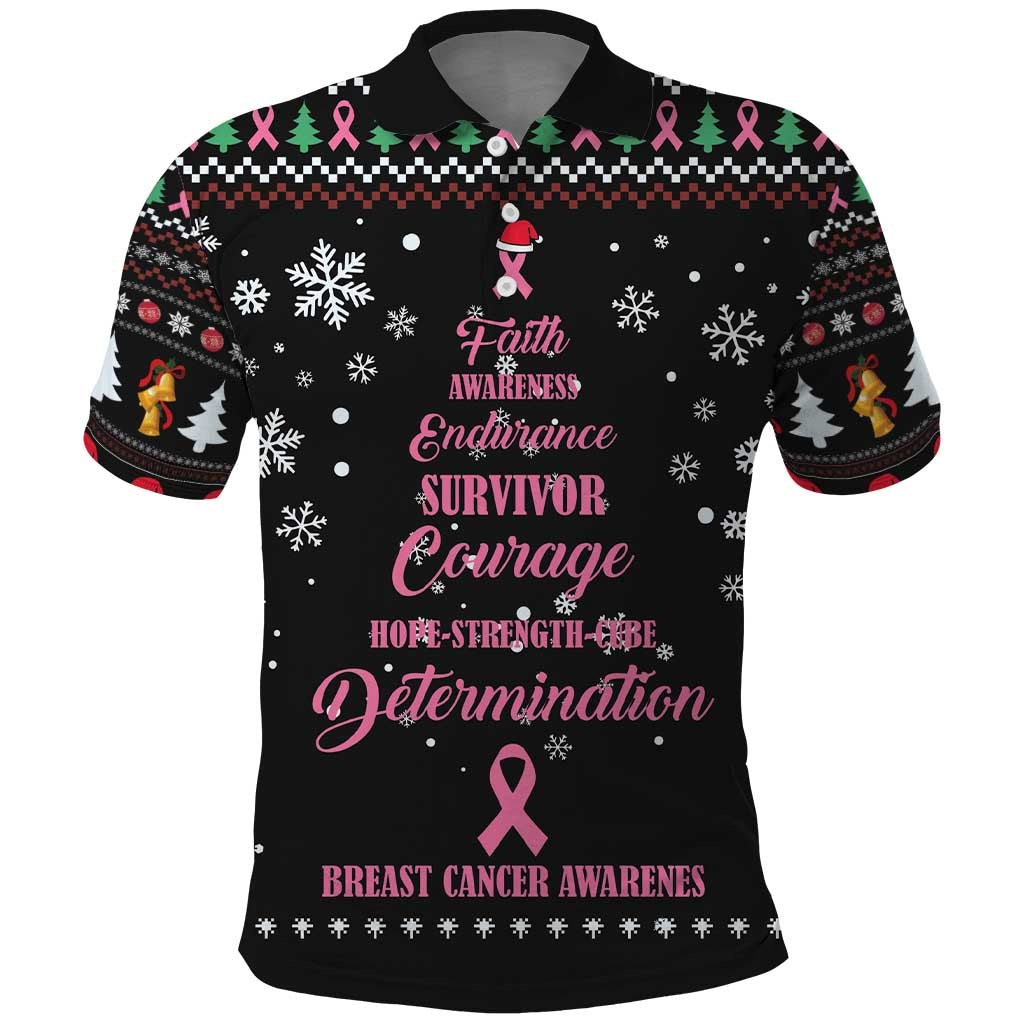 Christmas Tree Breast Cancer Polo Shirt Survivor - Wonder Print Shop