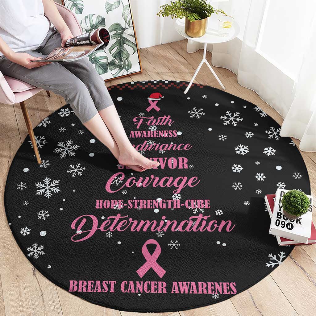 Christmas Tree Breast Cancer Round Carpet Survivor