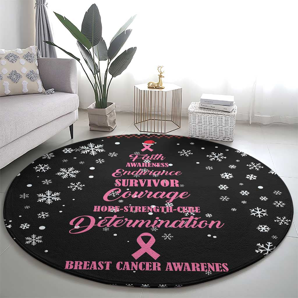 Christmas Tree Breast Cancer Round Carpet Survivor