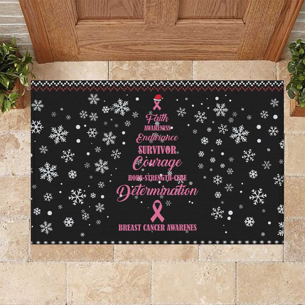 Christmas Tree Breast Cancer Rubber Doormat Survivor - Wonder Print Shop