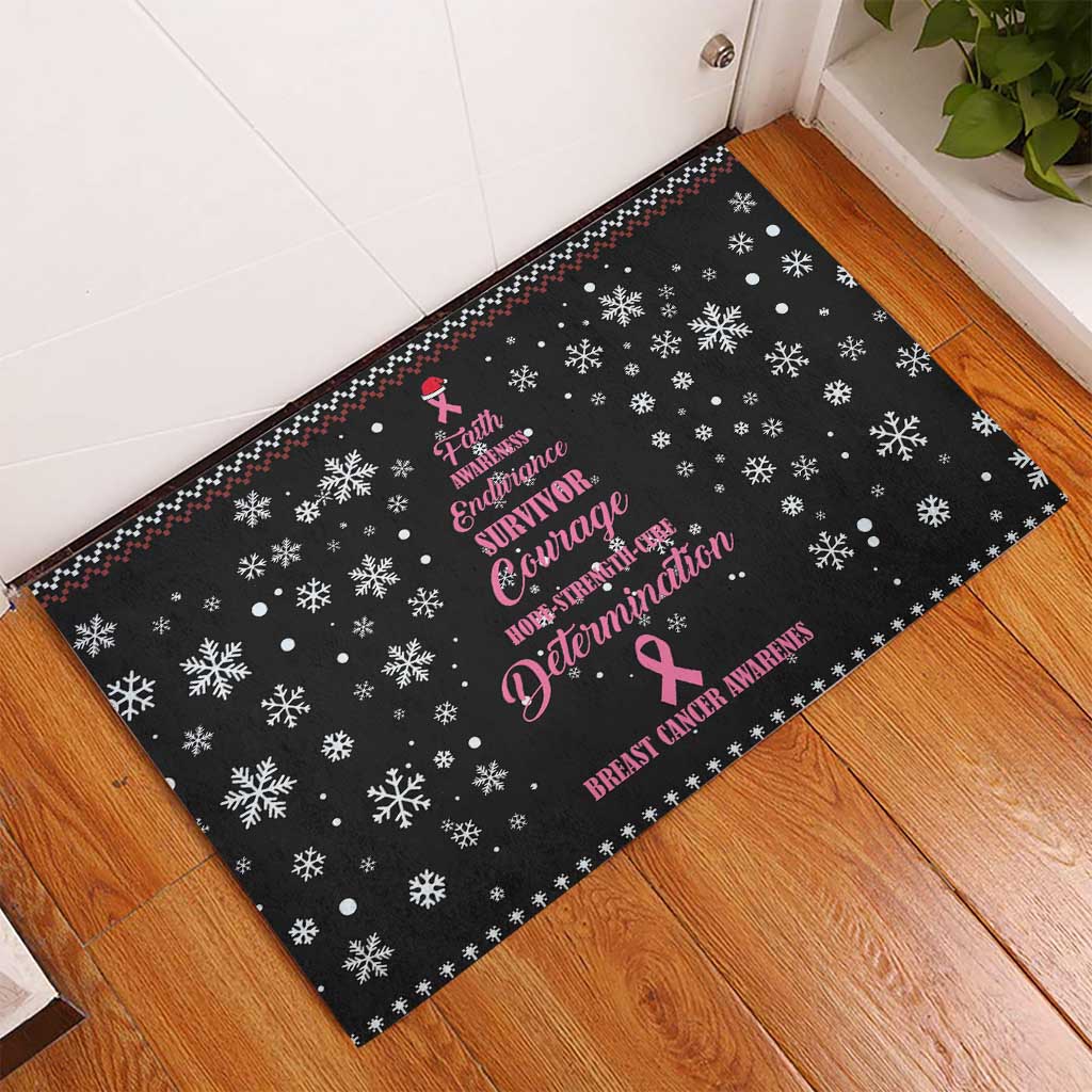 Christmas Tree Breast Cancer Rubber Doormat Survivor - Wonder Print Shop