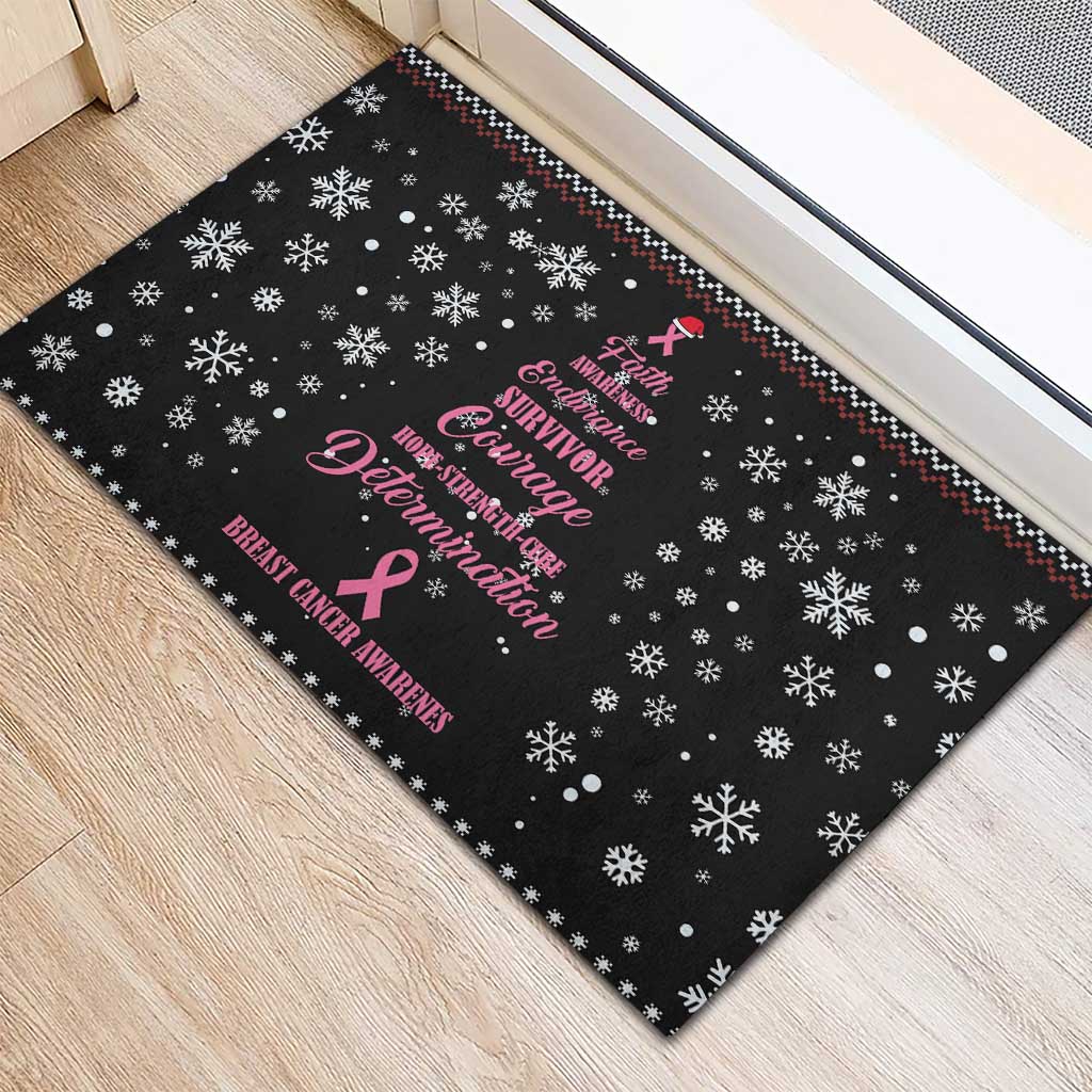 Christmas Tree Breast Cancer Rubber Doormat Survivor - Wonder Print Shop