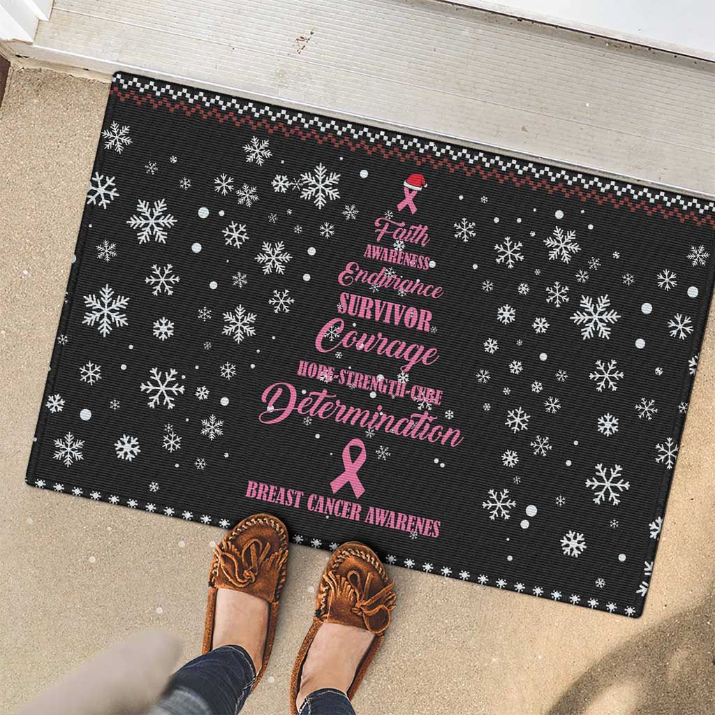 Christmas Tree Breast Cancer Rubber Doormat Survivor - Wonder Print Shop