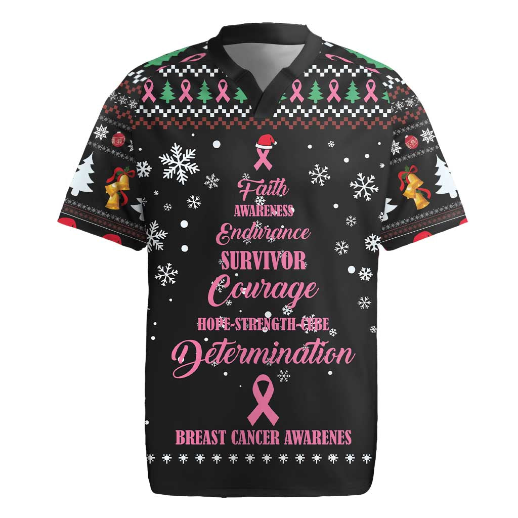 Christmas Tree Breast Cancer Rugby Jersey Survivor - Wonder Print Shop