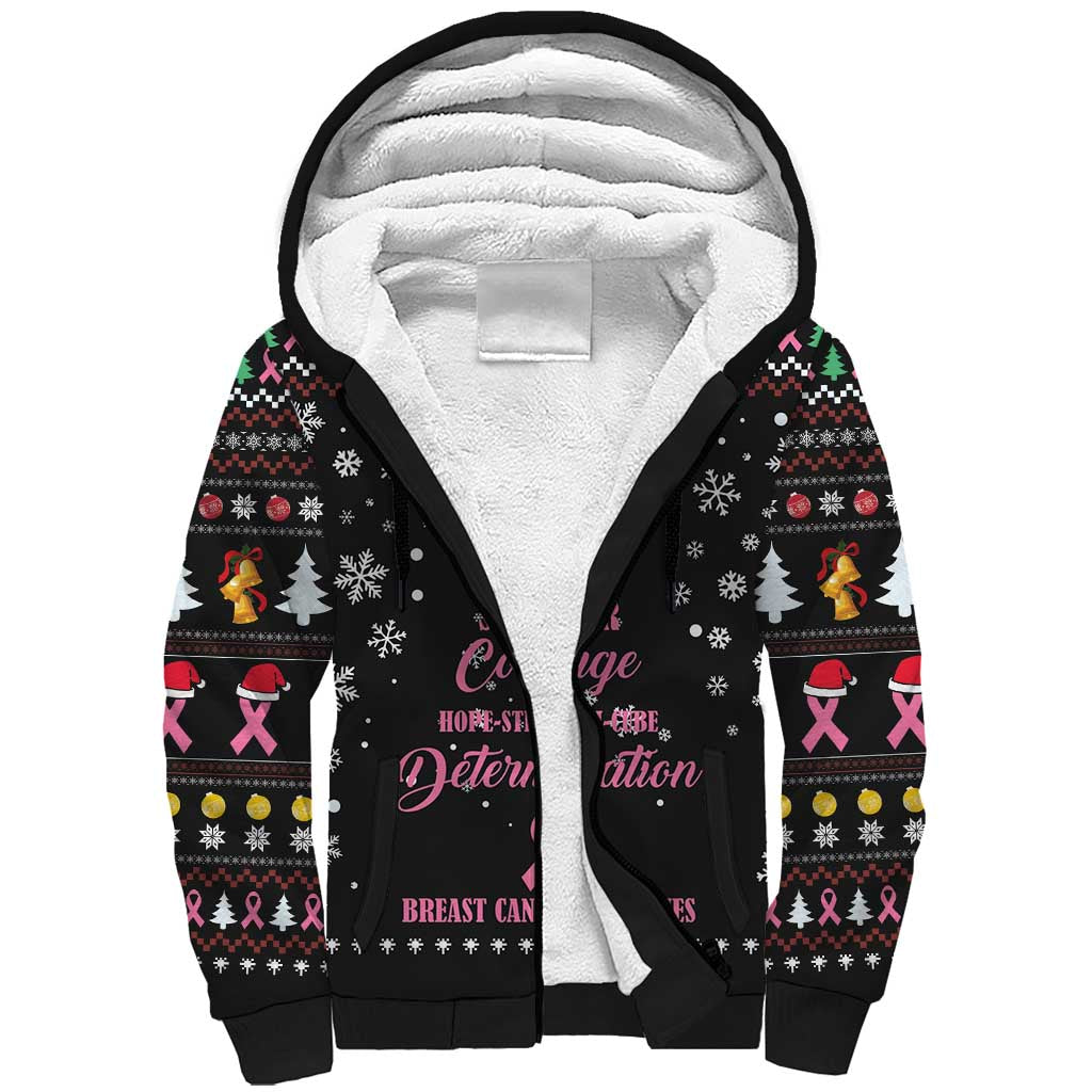 Christmas Tree Breast Cancer Sherpa Hoodie Survivor - Wonder Print Shop