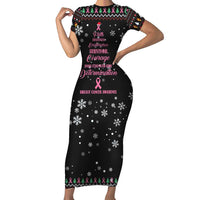 Christmas Tree Breast Cancer Short Sleeve Bodycon Dress Survivor - Wonder Print Shop
