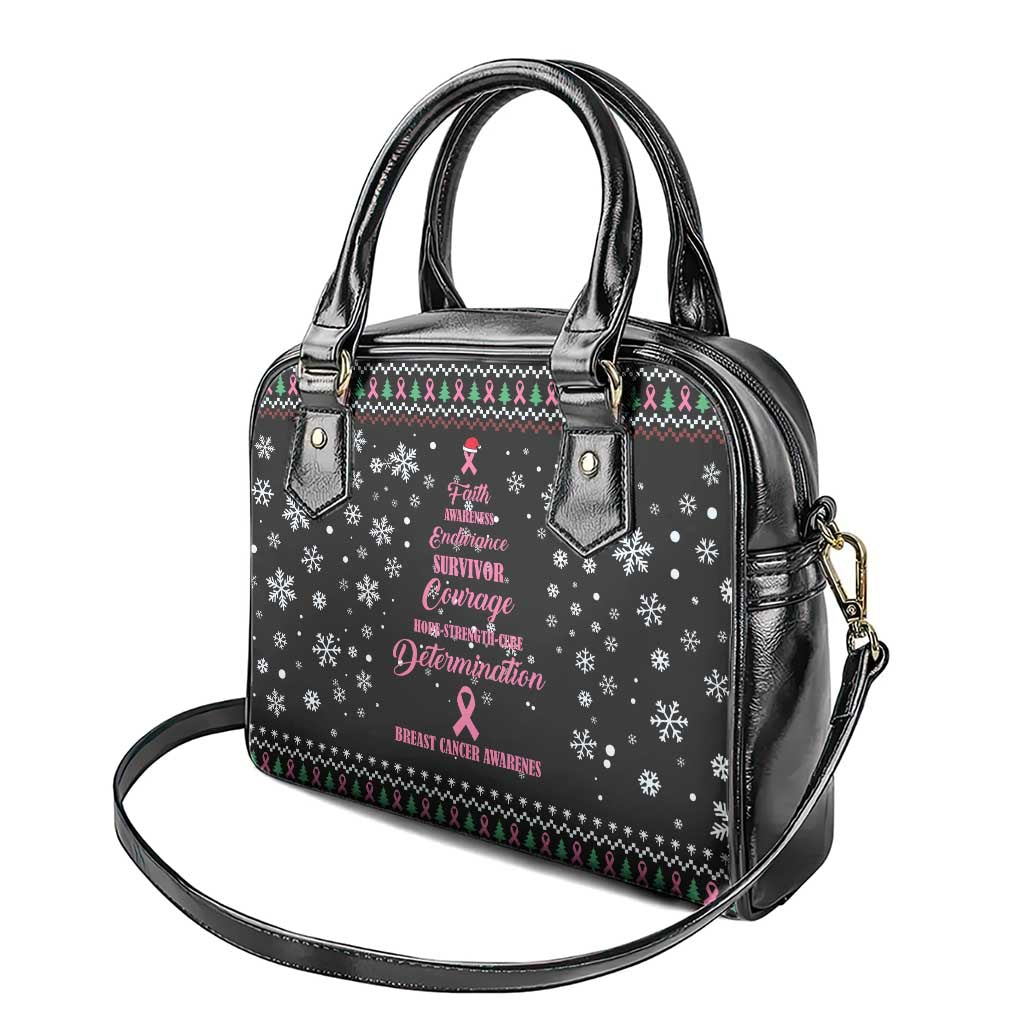 Christmas Tree Breast Cancer Shoulder Handbag Survivor