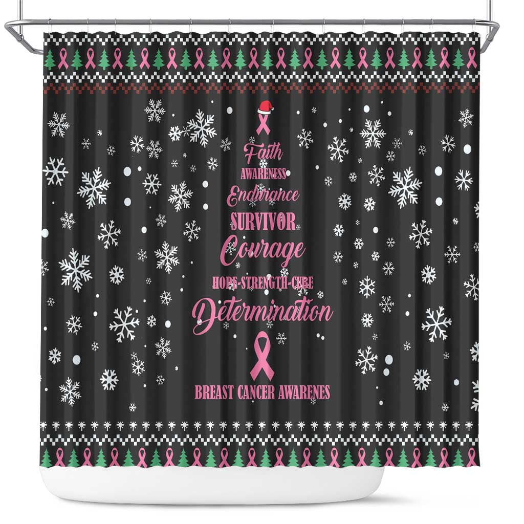 Christmas Tree Breast Cancer Shower Curtain Survivor