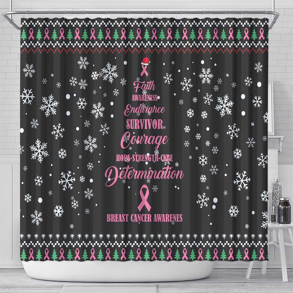 Christmas Tree Breast Cancer Shower Curtain Survivor