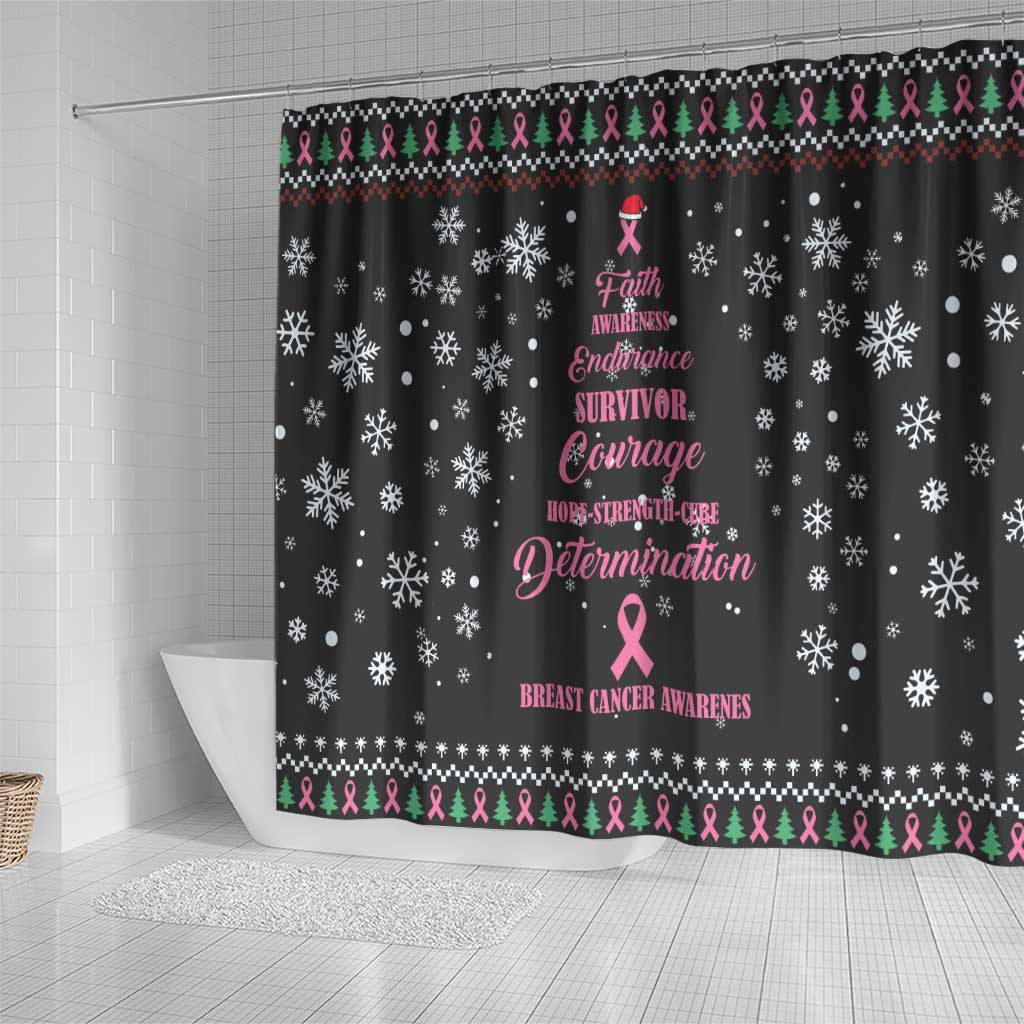 Christmas Tree Breast Cancer Shower Curtain Survivor