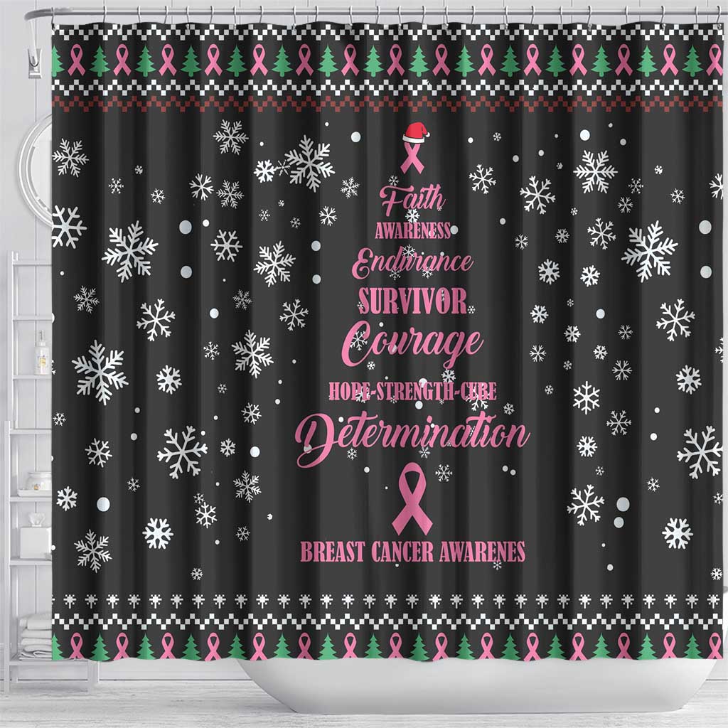 Christmas Tree Breast Cancer Shower Curtain Survivor