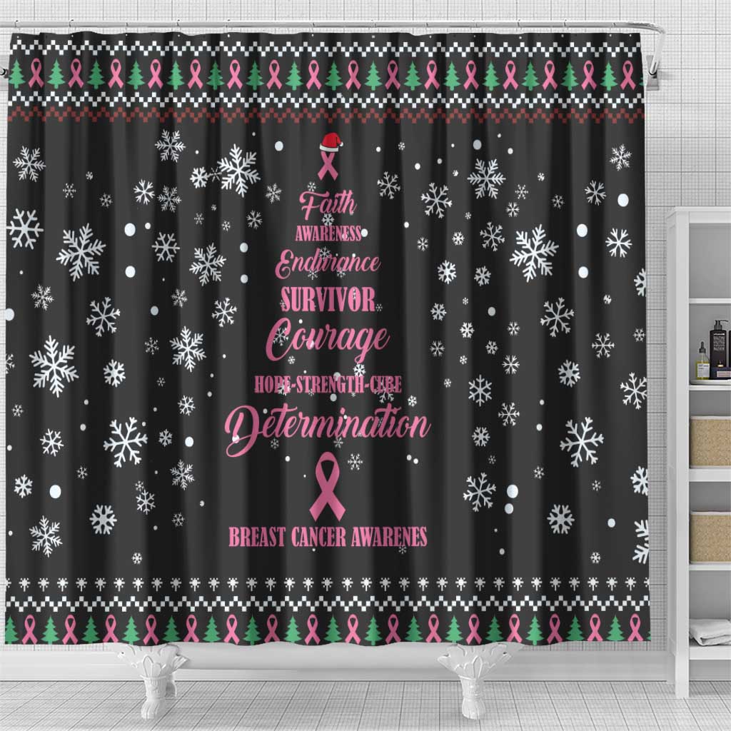 Christmas Tree Breast Cancer Shower Curtain Survivor