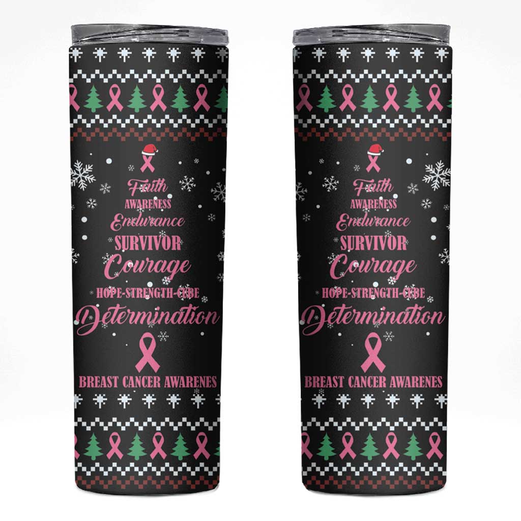 Christmas Tree Breast Cancer Skinny Tumbler Survivor - Wonder Print Shop