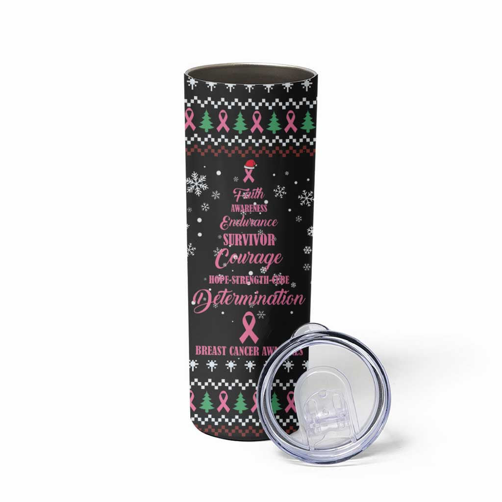 Christmas Tree Breast Cancer Skinny Tumbler Survivor - Wonder Print Shop
