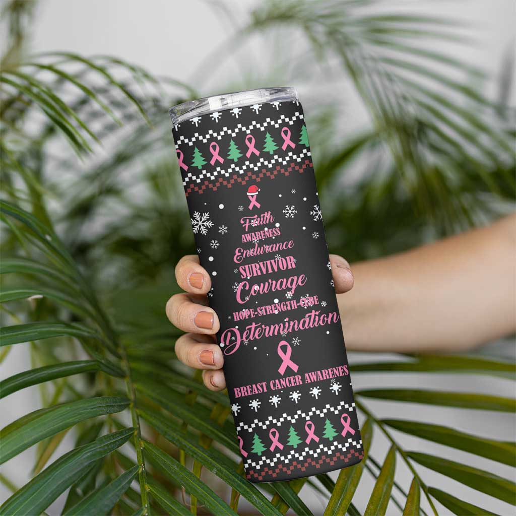Christmas Tree Breast Cancer Skinny Tumbler Survivor - Wonder Print Shop