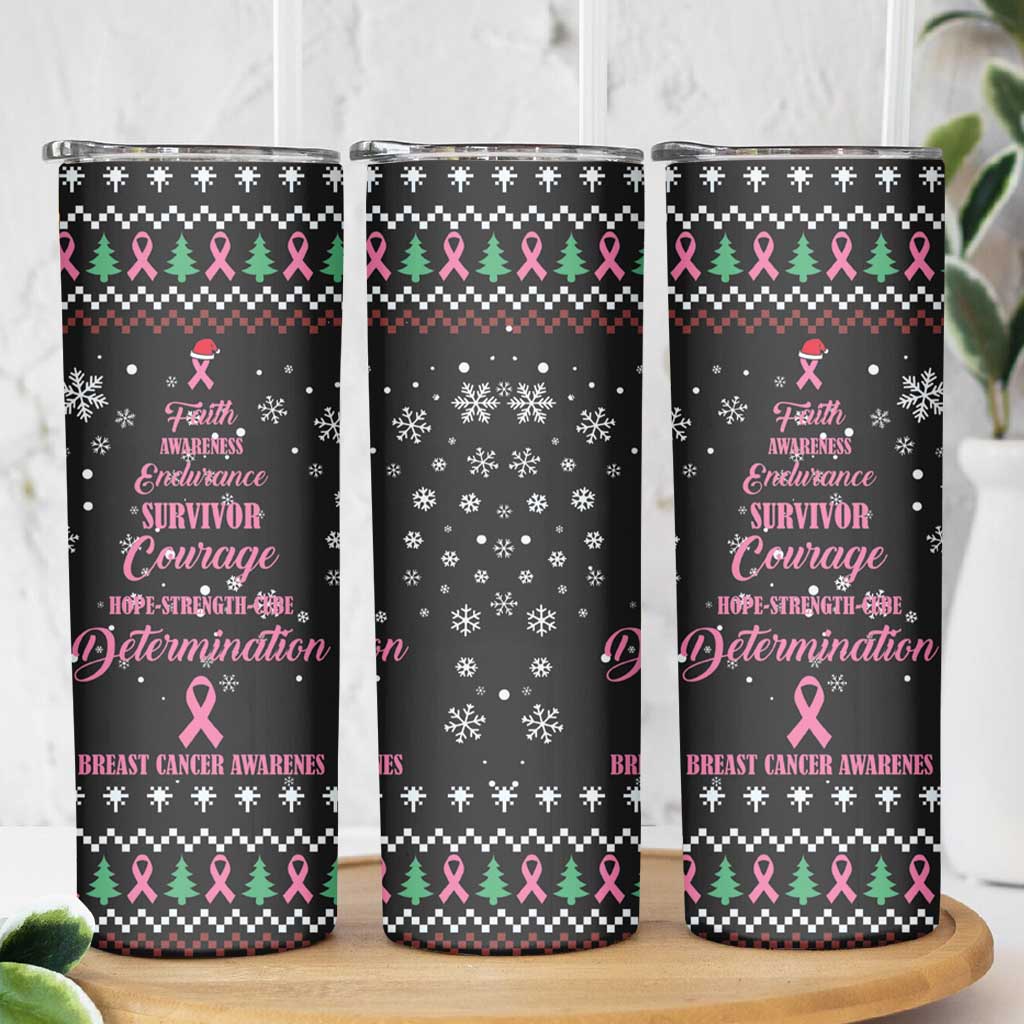 Christmas Tree Breast Cancer Skinny Tumbler Survivor - Wonder Print Shop