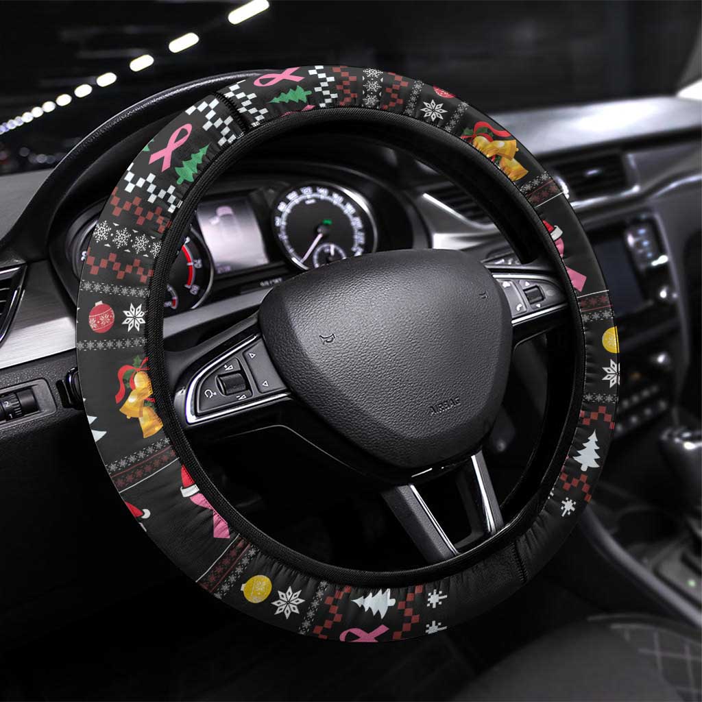 Christmas Tree Breast Cancer Steering Wheel Cover Survivor - Wonder Print Shop