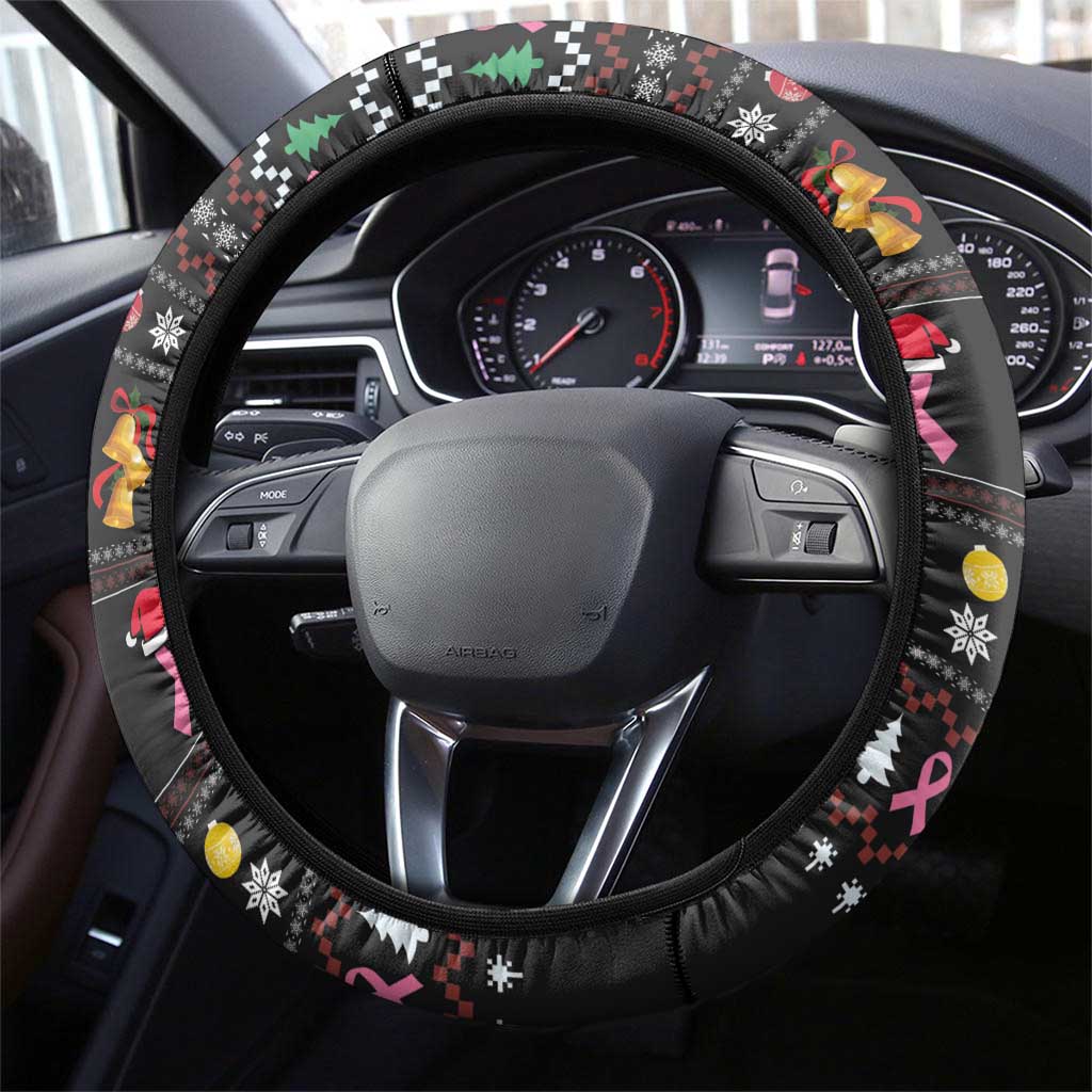 Christmas Tree Breast Cancer Steering Wheel Cover Survivor - Wonder Print Shop