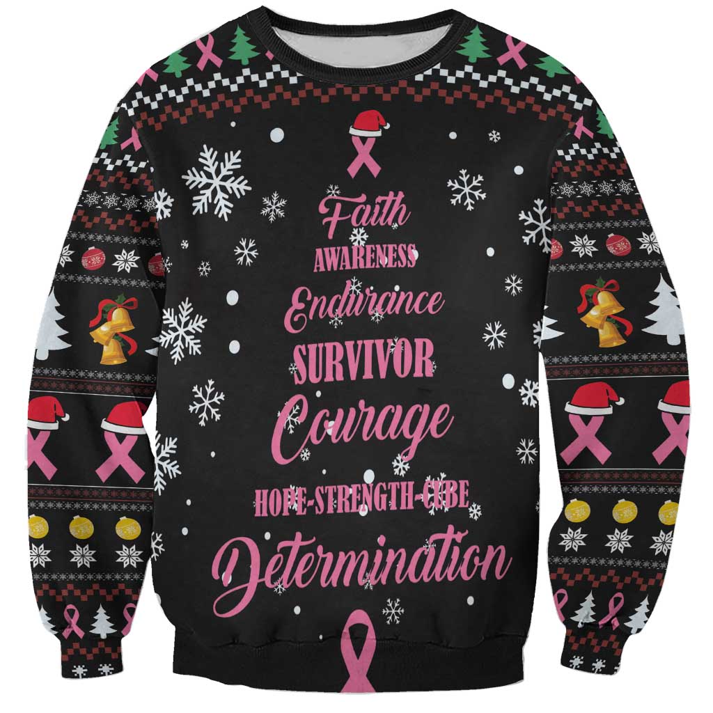 Christmas Tree Breast Cancer Sweatshirt Survivor - Wonder Print Shop