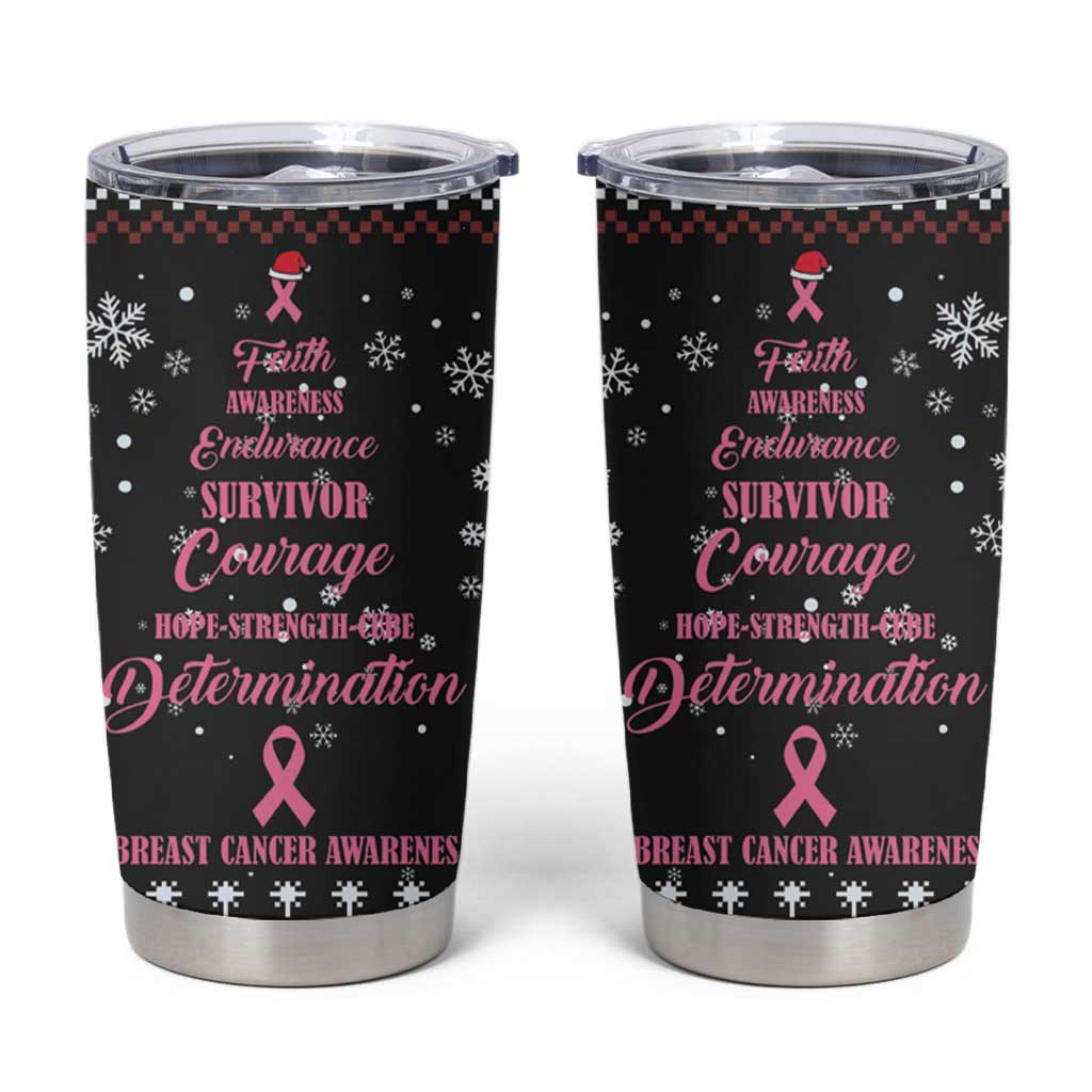 Christmas Tree Breast Cancer Tumbler Cup Survivor - Wonder Print Shop