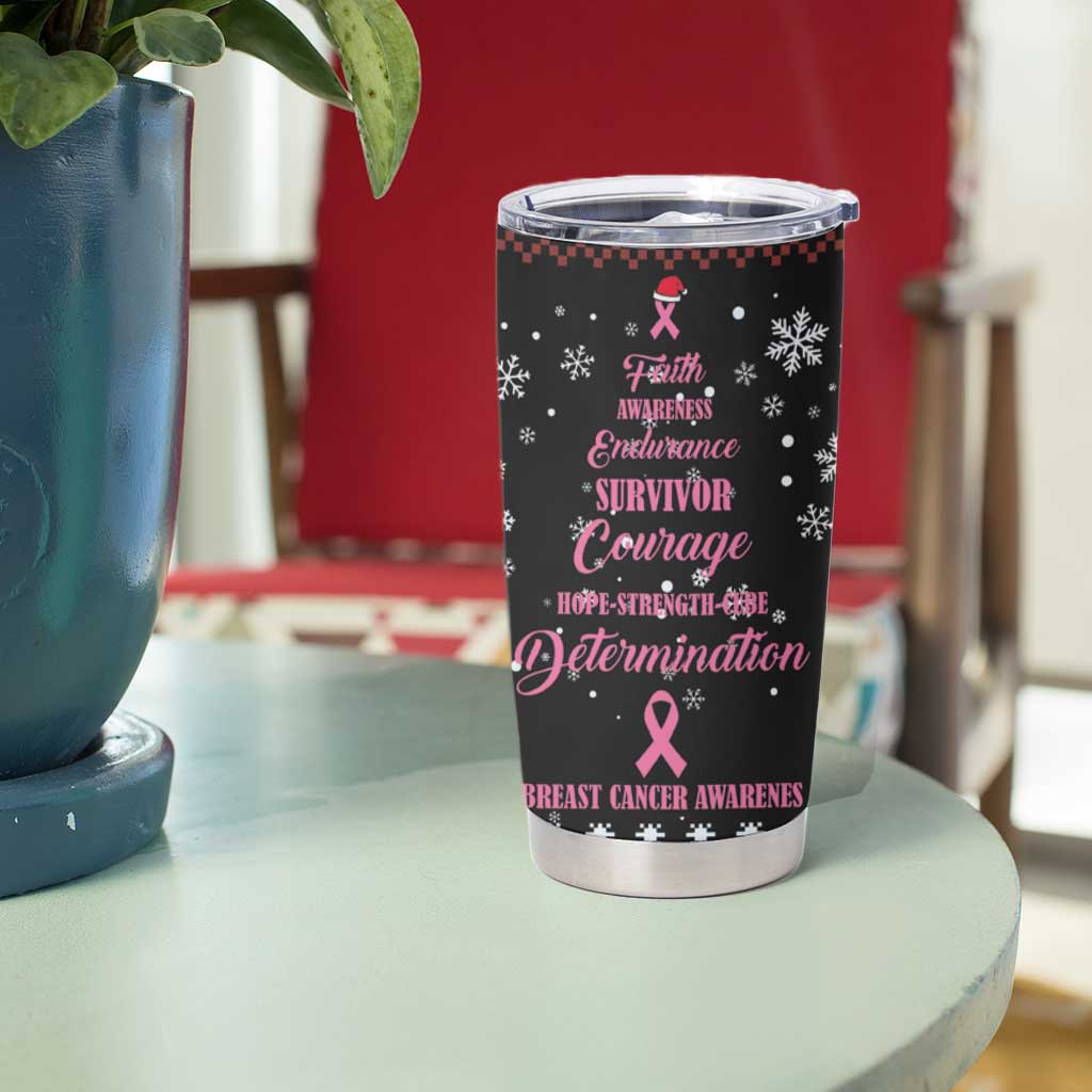 Christmas Tree Breast Cancer Tumbler Cup Survivor - Wonder Print Shop