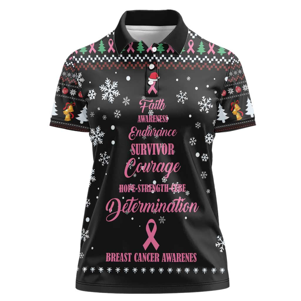 Christmas Tree Breast Cancer Women Polo Shirt Survivor - Wonder Print Shop