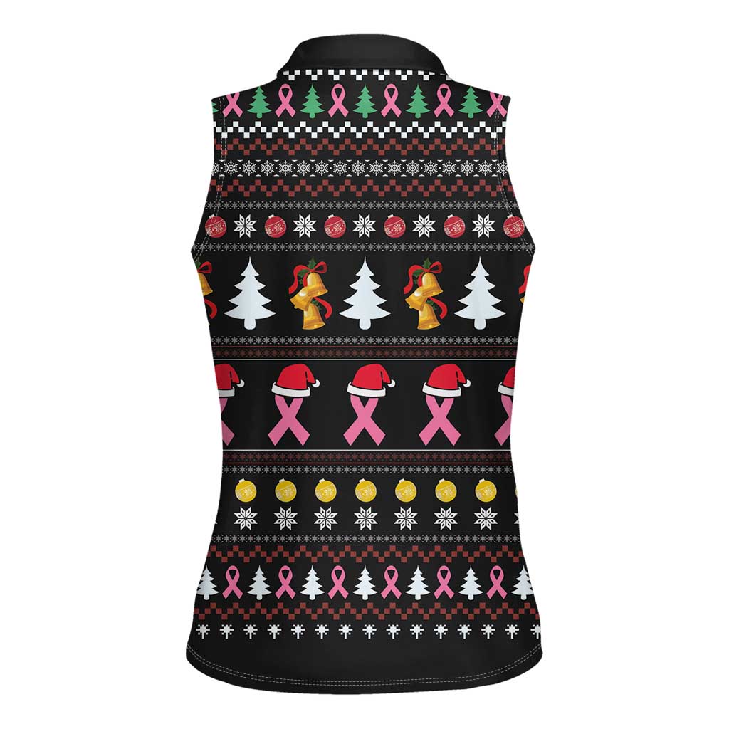Christmas Tree Breast Cancer Women Sleeveless Polo Shirt Survivor - Wonder Print Shop