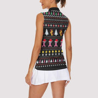 Christmas Tree Breast Cancer Women Sleeveless Polo Shirt Survivor - Wonder Print Shop