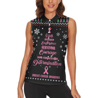 Christmas Tree Breast Cancer Women Sleeveless Polo Shirt Survivor - Wonder Print Shop