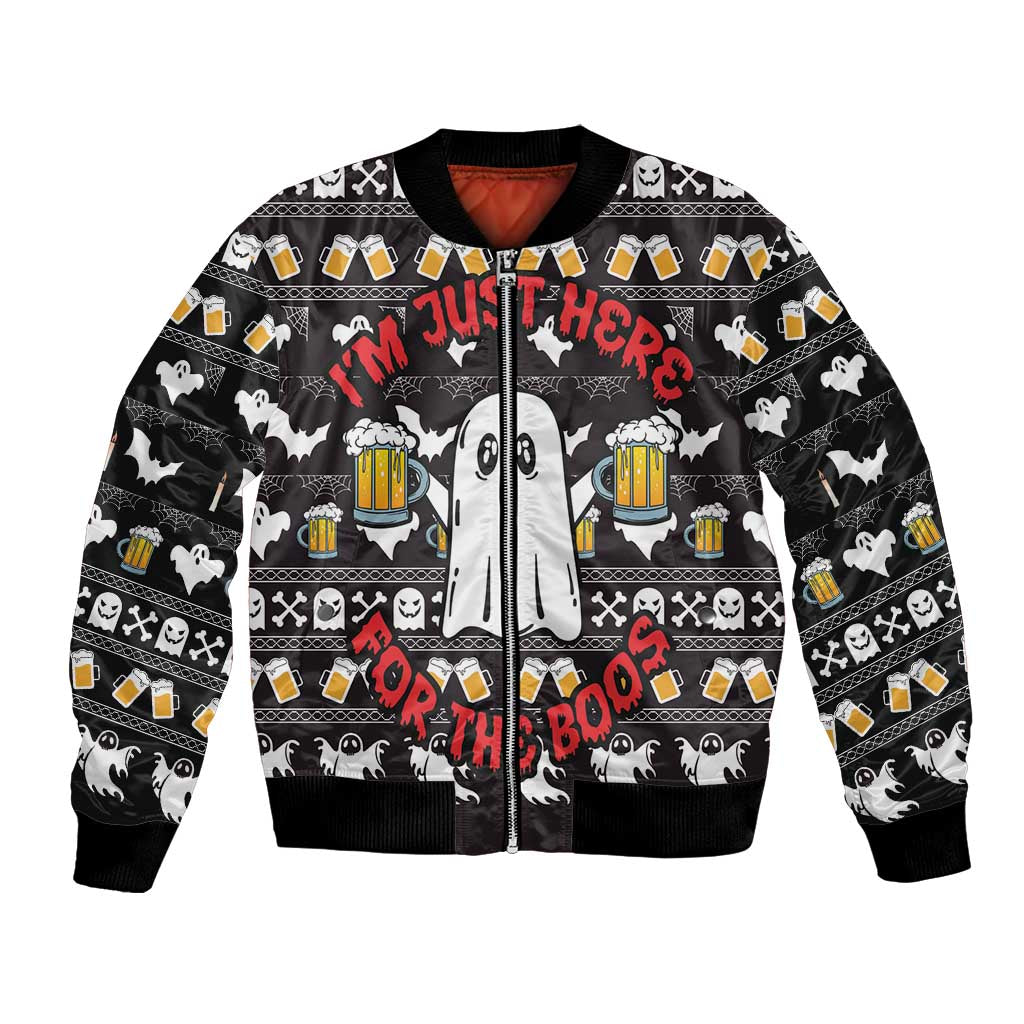 Christmas Boo Beer Bomber Jacket I'm Just Here For The Boos - Wonder Print Shop