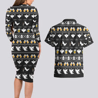 Christmas Boo Beer Couples Matching Long Sleeve Bodycon Dress and Hawaiian Shirt I'm Just Here For The Boos - Wonder Print Shop