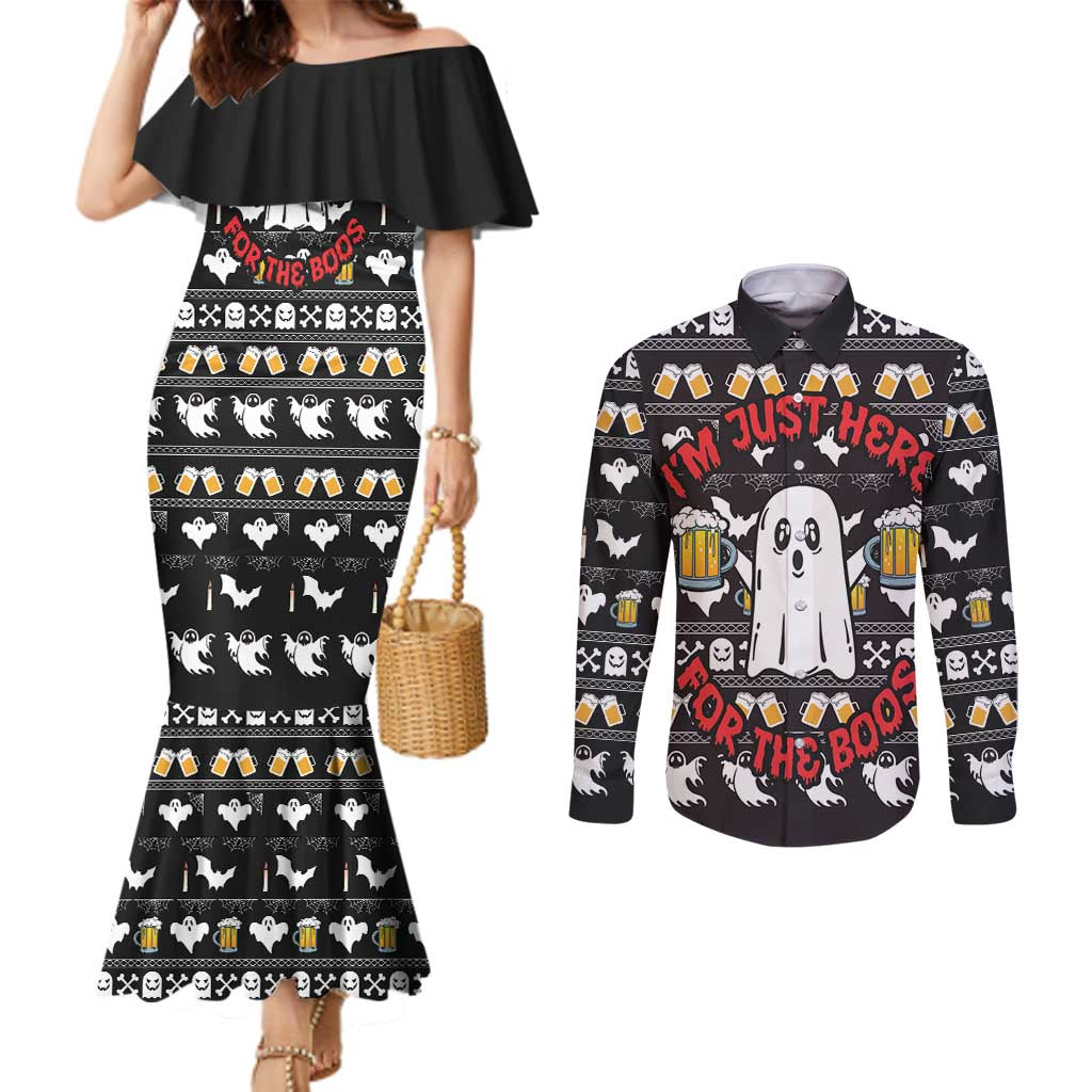 Christmas Boo Beer Couples Matching Mermaid Dress and Long Sleeve Button Shirt I'm Just Here For The Boss