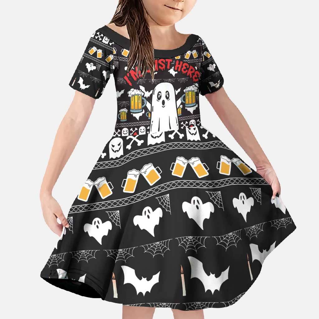 Christmas Boo Beer Family Matching Long Sleeve Bodycon Dress and Hawaiian Shirt I'm Just Here For The Boos - Wonder Print Shop