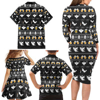 Christmas Boo Beer Family Matching Long Sleeve Bodycon Dress and Hawaiian Shirt I'm Just Here For The Boos - Wonder Print Shop