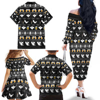 Christmas Boo Beer Family Matching Off The Shoulder Long Sleeve Dress and Hawaiian Shirt I'm Just Here For The Boos - Wonder Print Shop