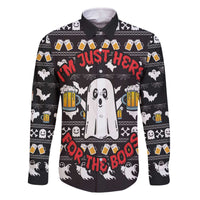 Christmas Boo Beer Family Matching Off The Shoulder Long Sleeve Dress and Hawaiian Shirt I'm Just Here For The Boos - Wonder Print Shop