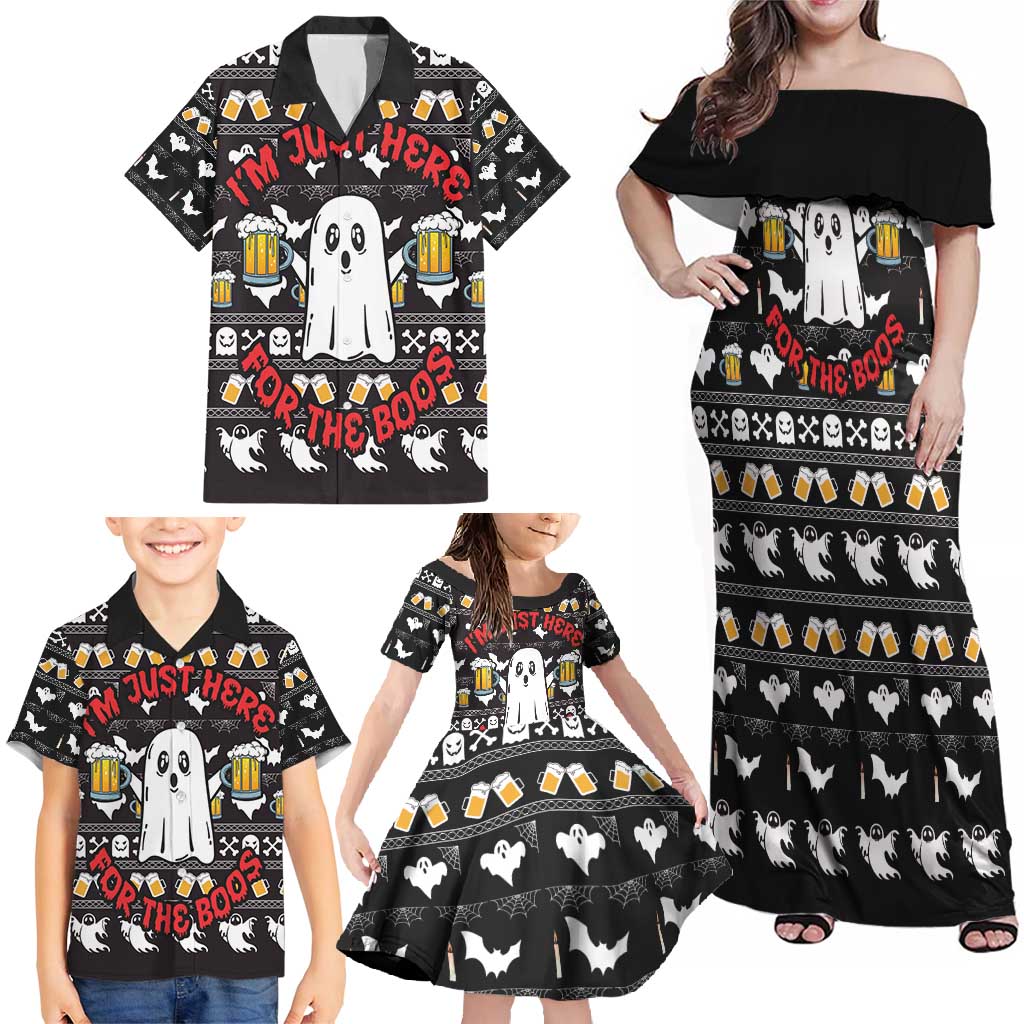 Christmas Boo Beer Family Matching Off Shoulder Maxi Dress and Hawaiian Shirt I'm Just Here For The Boos - Wonder Print Shop