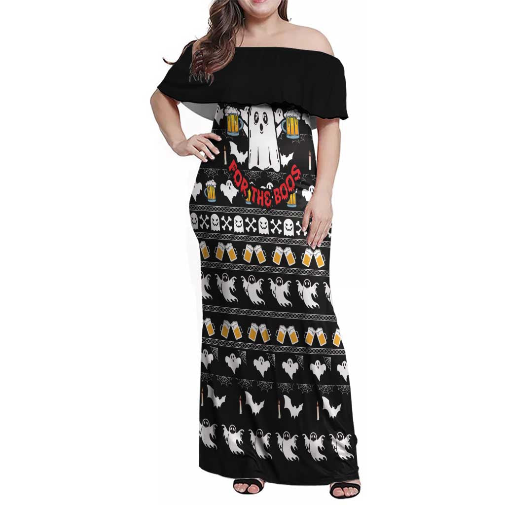 Christmas Boo Beer Family Matching Off Shoulder Maxi Dress and Hawaiian Shirt I'm Just Here For The Boos - Wonder Print Shop