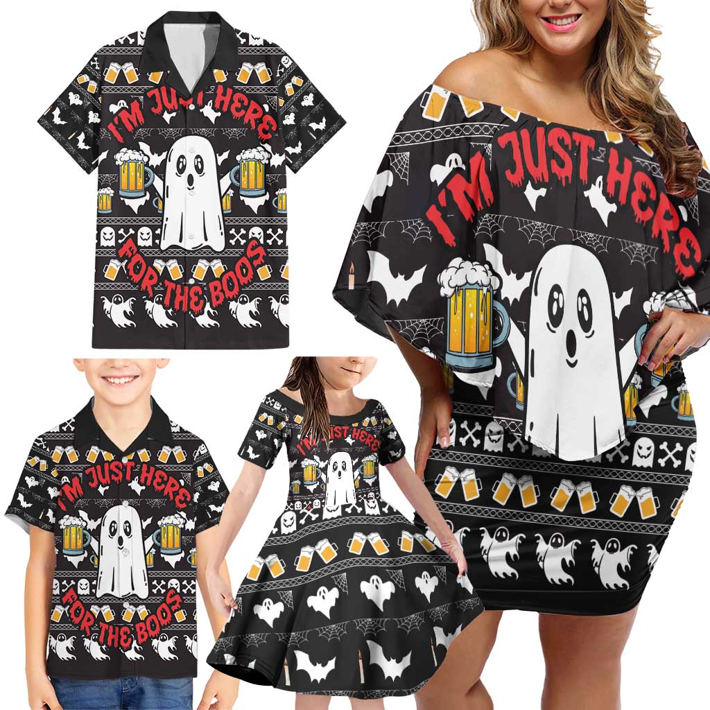 Christmas Boo Beer Family Matching Off Shoulder Short Dress and Hawaiian Shirt I'm Just Here For The Boos - Wonder Print Shop