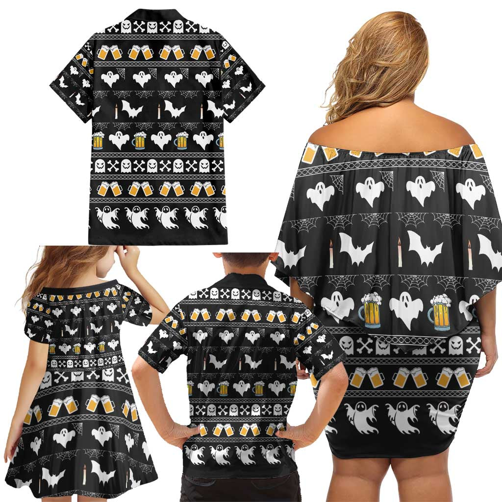 Christmas Boo Beer Family Matching Off Shoulder Short Dress and Hawaiian Shirt I'm Just Here For The Boos - Wonder Print Shop